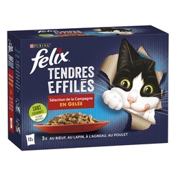 [31205] FELIX Tendres Effilés en Gelée - Sélection de la Campagne - 12x85g - Sachets fraîcheur pour chat adulte
