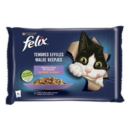 [31203] FELIX Tendres Effilés en Gelée - Sélection Mixte - 4x85g - Sachets fraîcheur pour chat adulte