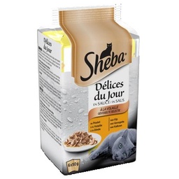 [20306] SHEBA Délices du Jour Sachets fraîcheur en sauce à la volaille pour chat 6x50g