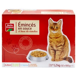 [50499] EMINCE SAUCE CHAT VIANDE BF POCHON 12 X 100 G