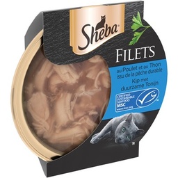 [31199] SHEBA Filets au Poulet et au Thon MSC pour chat adulte 60g