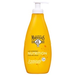 [30134] PETIT MARSEILLAIS LAIT HYDRAT PEAU T.SEC KARITE AMDE ARGAN POMPE 250ML