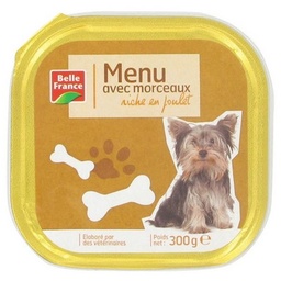 [09074] MENU CHIEN RICHE EN POULET BF BARQUETTE 300 G
