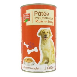[09064] PATEE MORC CHIEN RICHE BOEUF BF BOITE 3/2 1200 G