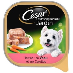 [09024] CESAR Barquette LES TERRINES DU JARDIN veau en terrine pour chien adulte 300g