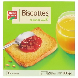 [15157] BISCOTTE SANS SEL X 36 TRANCHES BF ETUI 300 G