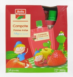 [35278] COMPOTE GOURDE POMME FRAISE BF ETUI 4 X 90 G