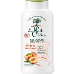 [31762] Le Petit Olivier Gel Douche Hydratant à l'Eau d'Olive BIO - Pêche de Manosque - 270 ml