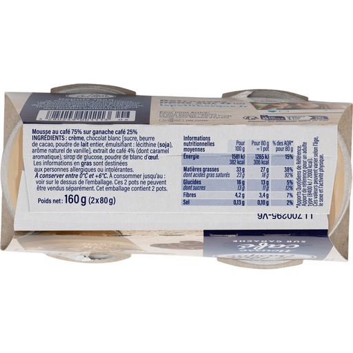 [61844] MOUSSE CAFE GANACHE 2X80G LE PETIT BASQUE