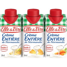 [12542] ELLE & VIRE CREME ENTIERE DE NORMANDIE BRIQUE LOT DE 3 X 20CL