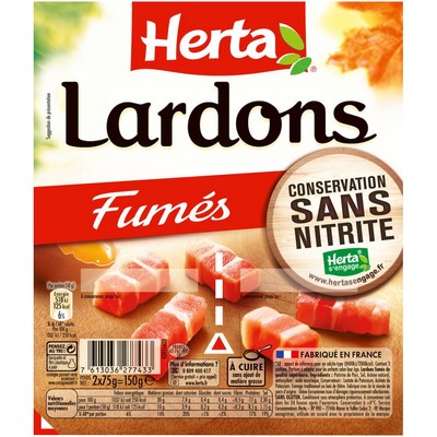 [08428] HERTA Lardons Fumés Conservation Sans Nitrite - 2x75g