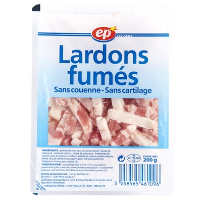 [27013] LARDON FUME EP BARQUETTE 200 G