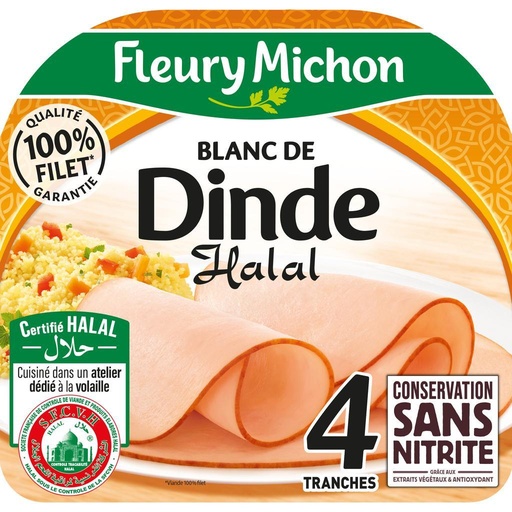 [20600] 4 tr. Blanc de DINDE Conservation Sans Nitrite - HALAL