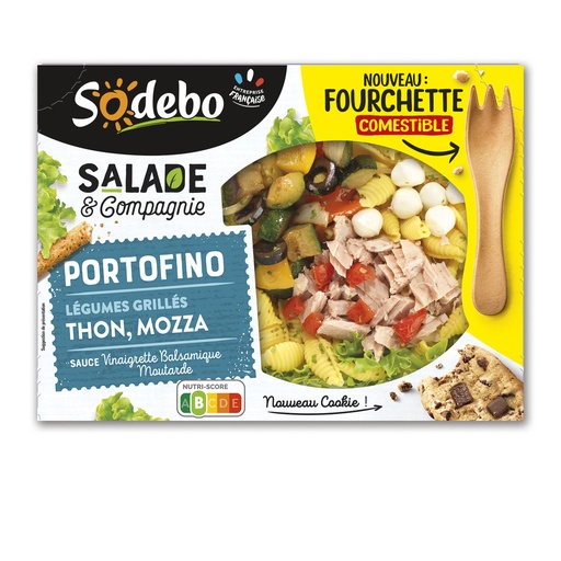[38322] SODEBO SALADE&CIE 320G PORTOFINO LEGUMES GRILLES THON MOZZA