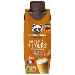 [32339] Boisson lactée au café - Latté de l'Ours goût spéculoos stérilisée UHT - Candia Columbus - brique 25cl