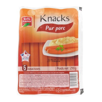 [53925] SAUCISSES DE STRASBOURG KNACKS X 6 BF 210 G 