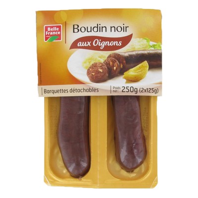 [32032] BOUDIN NOIR AUX OIGNONS X 2 BF BARQUETTE 250 G