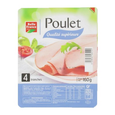 [53553] BLANC DE POULET X 4 TRANCHES BF BARQUETTE 160 G