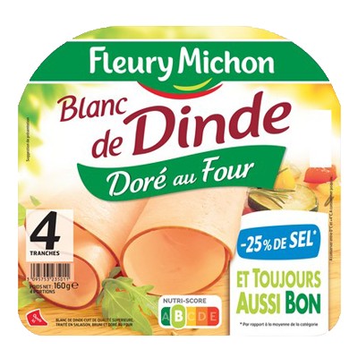 [07167] 4 tr. Blanc de DINDE, - 25 % de SEL