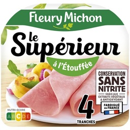 [26538] 4 tr. Jambon LE SUPERIEUR A l'étouffée Conservation Sans Nitrite