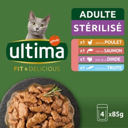 [31645] ULTIMA sachet repas Chat Stérilisé Volailles & Poissons 4x85g