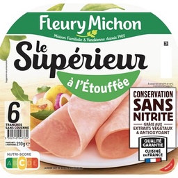 [27619] 6 tr. Jambon LE SUPERIEUR A l'étouffée Conservation Sans Nitrite