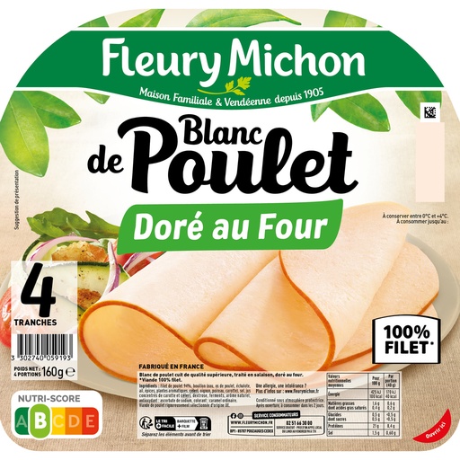 [34067] 4 tr. Blanc de POULET Doré au Four