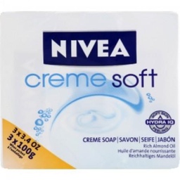[51204] Savon soin Visage Corps Mains Creme Soft NIVEA le pack de 3x100g