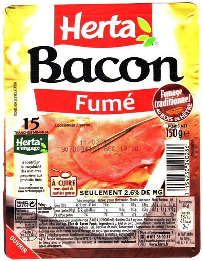 [27344] 150G 15TR BACON SUPERPOSE HERTA