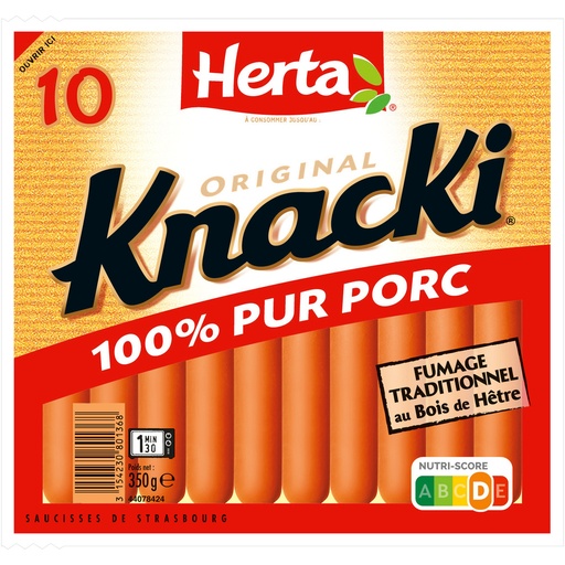 [39432] HERTA KNACKI ORIGINAL Saucisses 100% Porc x10 - 350g
