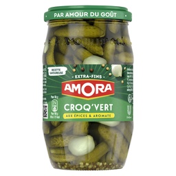 [38981] Amora Croq'Vert Cornichons Extra-Fins aux Épices & Aromates 210g