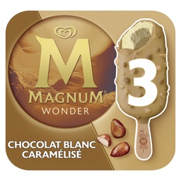 [39105] Magnum Glace Bâtonnet Wonder Chocolat Blanc Caramélisé 3x90ml