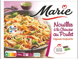 [15137] NOUILLES A LA CHINOISE AU POULET - LEGUMES CROQUANTS SAUCE SOJA ET FEVES 900G MARIE