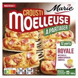 [39340] Pizza prédécoupée à la mozzarella, jambon supérieur fumé, emmental, édam MARIE 500G