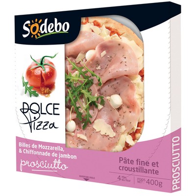 [39702] SODEBO DOLCE PIZZA 400G PROSCIUTTO MOZZARELLA JAMBON