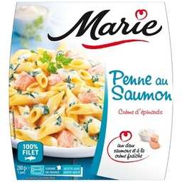 [09525] Penne au saumon, crème d'épinards, deux saumons et crème fraîche 280g MARIE