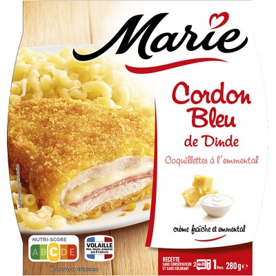 [30395] Cordon bleu de dinde, Coquillettes à l'emmental 280g MARIE