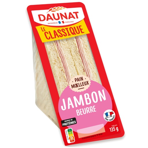 [37867] CLUB LE CLASSIQUE JAMBON BEURRE DAUNAT 135G