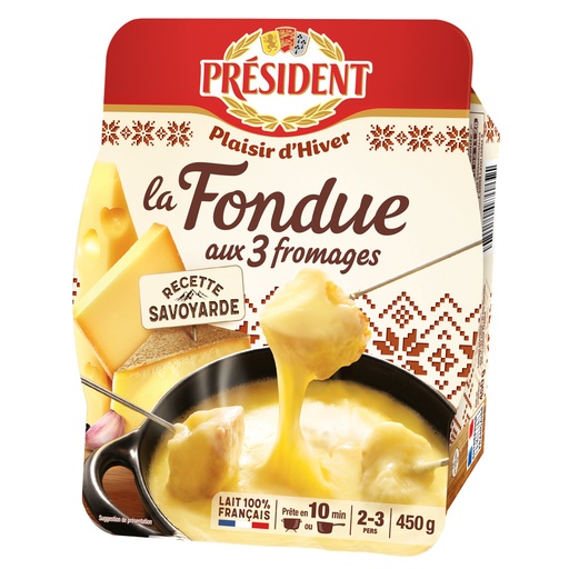 [14882] PRESIDENT FONDUE AUX 3 FROMAGES 450g