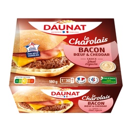 [15766] BURGER LE CHAROLAIS BACON BŒUF SAUCE STEAK OIGNON DAUNAT 180G