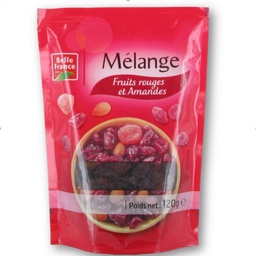 [09861] MELANGE FRUITS ROUGES ET AMANDES BF 120 G