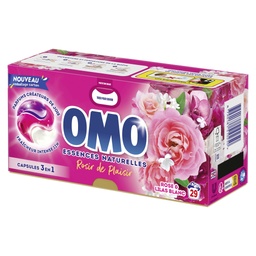 [37444] Omo Lessive Capsules 3 en 1 Rose & Lilas Blanc 29 Lavages