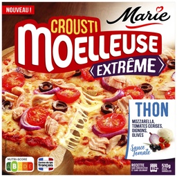 [41492] Pizza Crousti Moelleuse Extrême - Thon - 510g Mozzarella, tomates cerises, oignons, olives