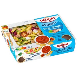 [23291] PLATEAU RIVIERA Thon au naturel crudités sauce vinaigrette citron - Tartinade Boursin® DAUNAT 320g