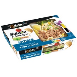 [60034] SODEBO SALADE&CIE 320G ANTIBES THON RIZ OEUF CRUD OLIVES