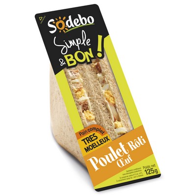 [37162] SODEBO SANDWICH SIMPLE&BON CLUB 125G POULET OEUF
