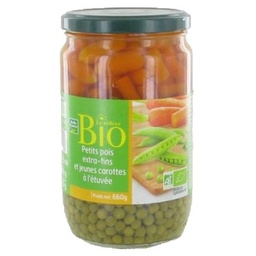 [08458P] PETIT POIS CAROTTE ETUVE EF BIO BF BOCAL 660 G
