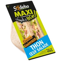 [17582] SODEBO SANDWICH MAXI SIMPLE&BON CLUB 190G THON OEUF