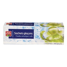 [57412P] 15 sachets Transparents de 24 glaçons - auto-fermeture à valve