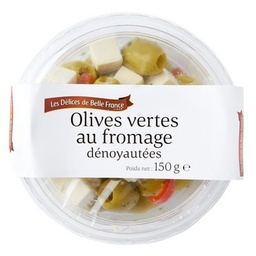 [02453] OLIVE VERTE DENOYAUTEE AU FROMAGE DBF POT 150 G